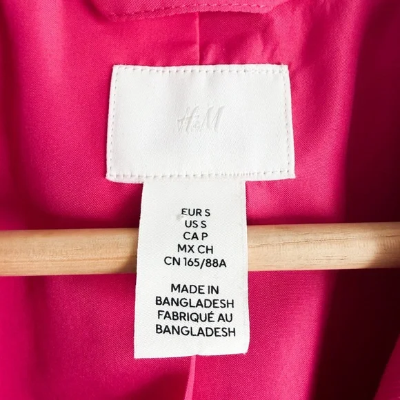H&M Double-Breasted Structured Pink Blazer - Size Small - Picture 5 of 10